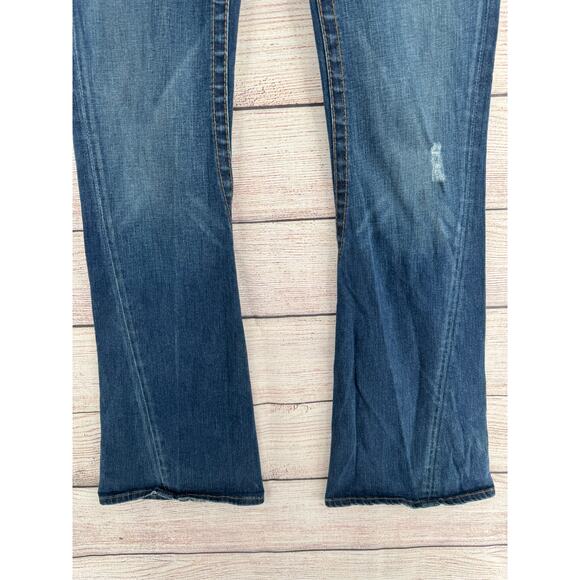 True Religion Joey Flare Button Flaps Jeans Womens 30 Blue Medium Wash Denim - Picture 6 of 12